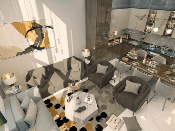 Verdana Townhouses Living room with dining area